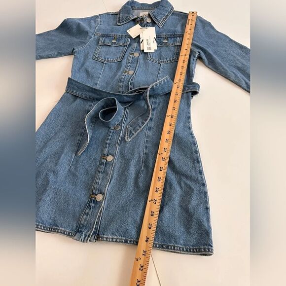 ZARA DENIM MINI DRESS LONG SLEEVE - Picture 12 of 16